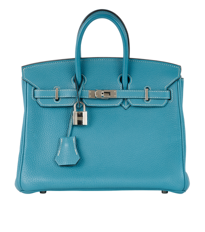 Birkin 25 in Togo Bleu Jean, front view